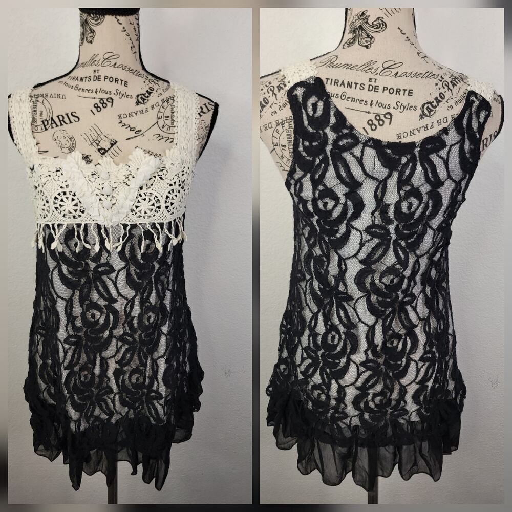 Pretty Angel Fairy Mini Dress Sz S Linen Blend Ruffled Artsy Whimsygoth Grunge
